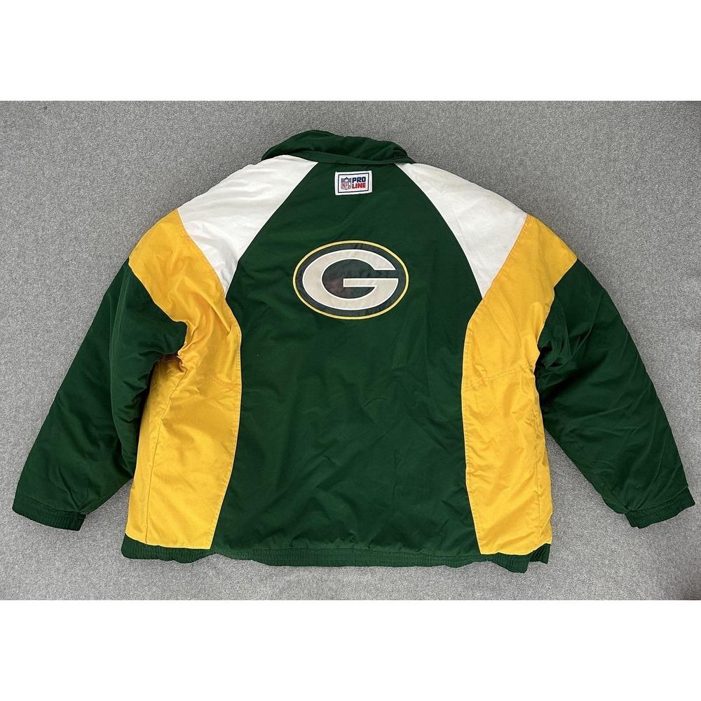 Reebok NFL Pro Line Green Bay Packers Jacket Mens XXL Green Gold Quilted Vintage